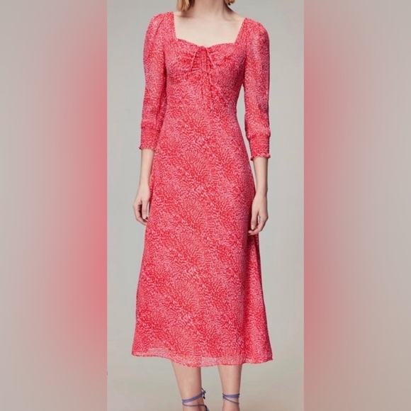 Whistles Diagonal Leopard Midi Women's Dress NWT Sz-10 - Picture 1 of 6